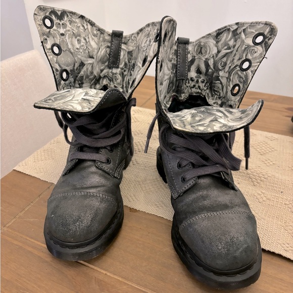 Doc Martens AirWair Metallic Gray Leather Boots - Picture 1 of 9